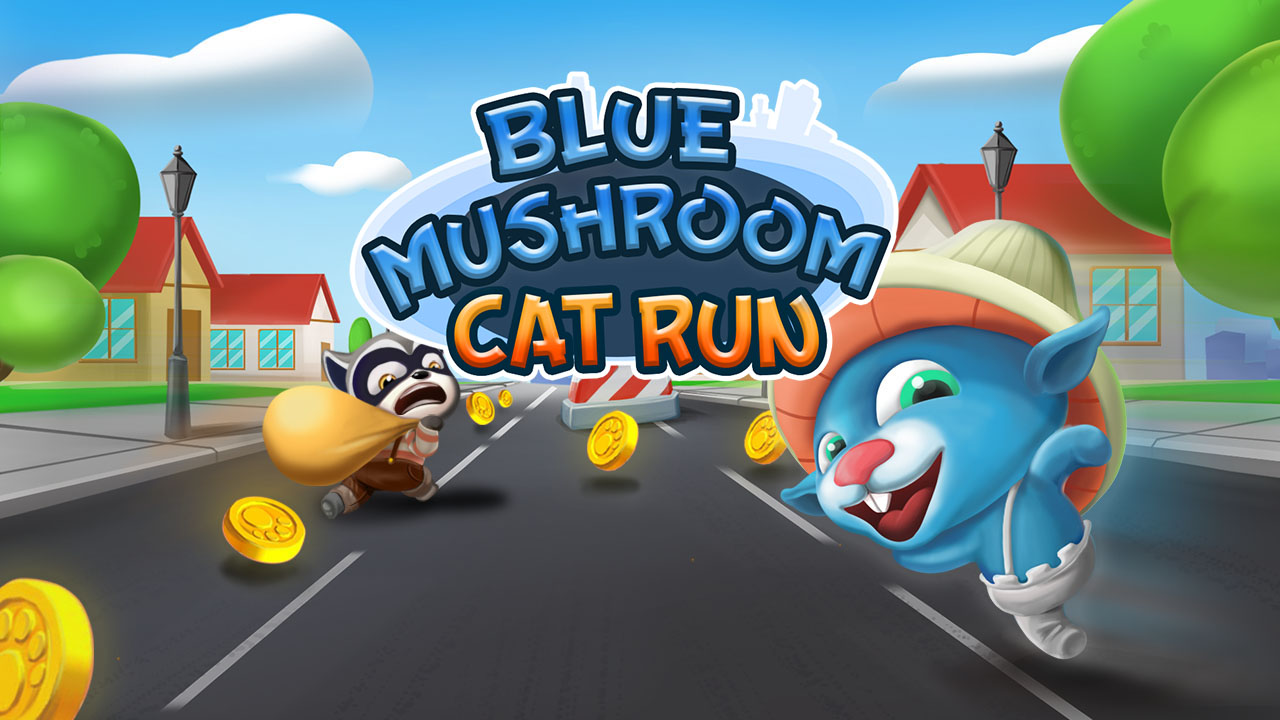 Blue Mushroom Cat Run Gameplay Screenshot 1 - Play Online